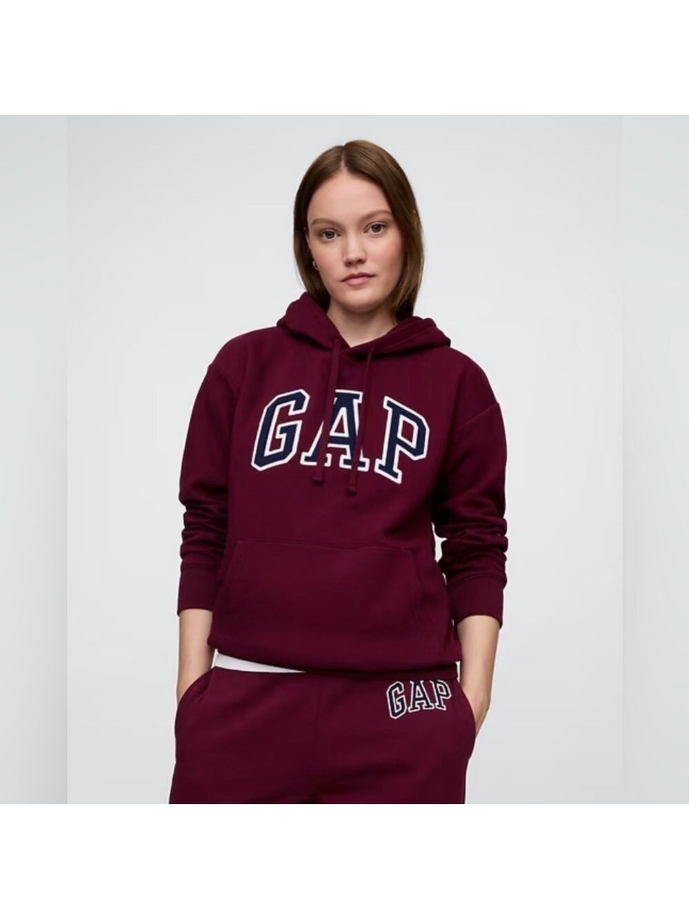 Gap Fall Logo Spell-Out Merlot Pullover Hoodie preppy college Casual NWT M